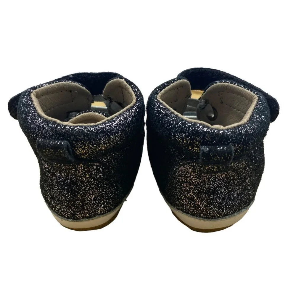 Monkey Feet Infant Toddler Girl Leather‎ Glitter High Rise Boots Shoes 6-12 Mos